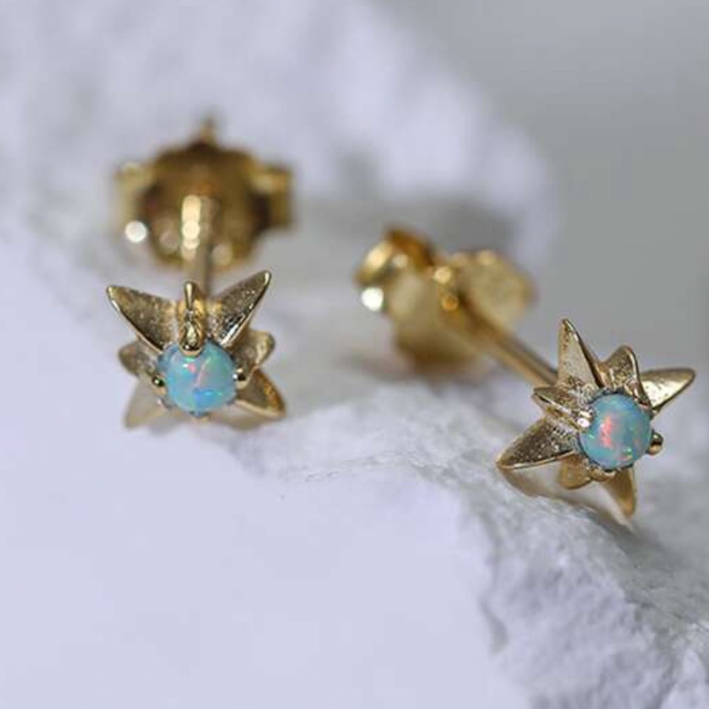 💫 Sparkling Opal Starburst Octagon Earrings – Gold-Plated Statement Jewelry